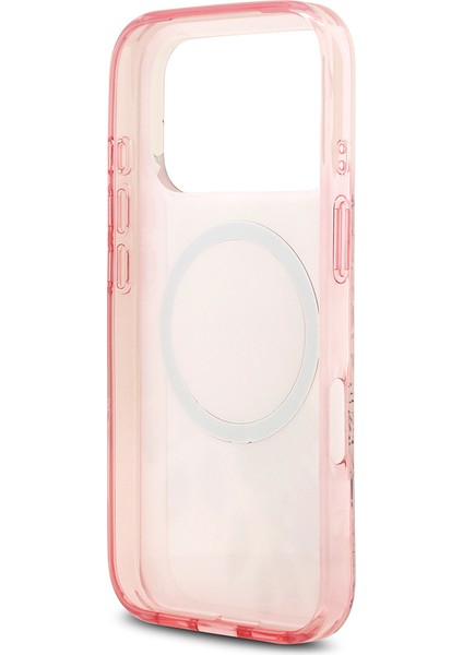 iPhone 17 Pro Max Uyumlu Kılıf Guess Lisanslı M-Safe Şarj Özellikli Flower Tonal Circle Kapak Pembe