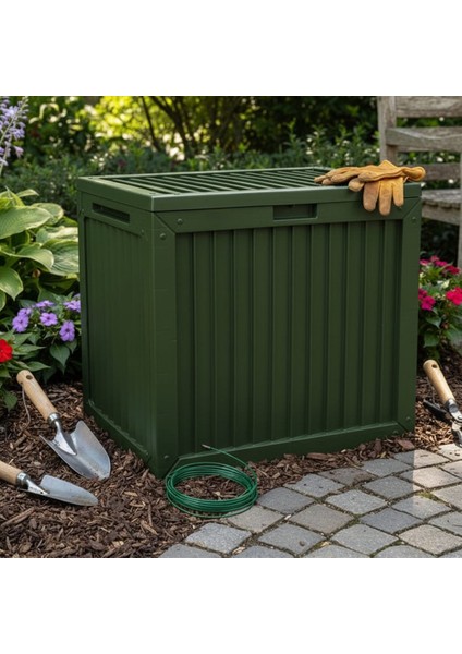 Çok Amaçlı Sökülebilir Kapaklı Kilitlenebilir Bahçe Balkon Kamp Sandığı Depolama Sandığı 130 Lt