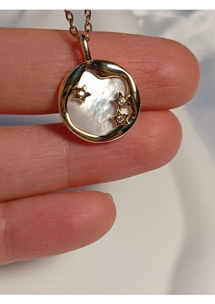 Sedefli 14 K Kaplama Yıldız Figürlü Çelik Kolye fiyatları