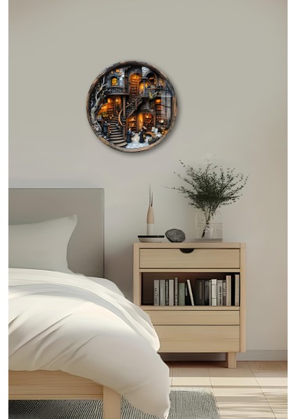 3D Görünümlü Temperli Cam Tablo – Büyülü Kütüphane Temalı Duvar Süsü Uv Baskı 33X33 cm CDS003 fırsatları