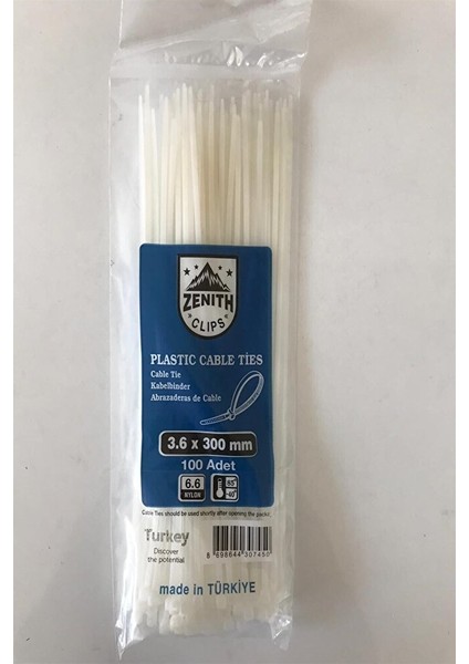 Kablo Bağı Klips Plastik Cırt Kelepçe 3,6 x 300 mm 100 Adet
