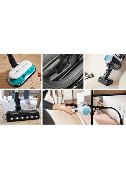 Bcs71hyg3 Dikey Süpürge 36 V Güçlü Performans Islak Kuru Temizlik İçin Aqua Beyaz