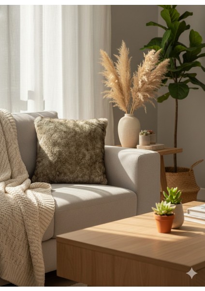 Yeşil Peluş Dekoratif Kırlent – Yumuşak Dokulu