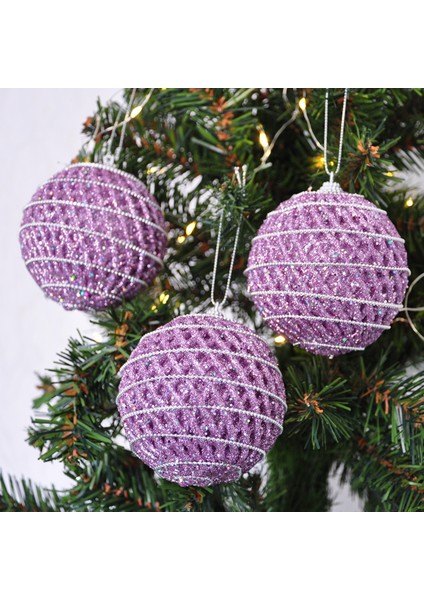 8cm Yılbaşı Ağaç Süsleme Topu 3lü Pvc Kutu