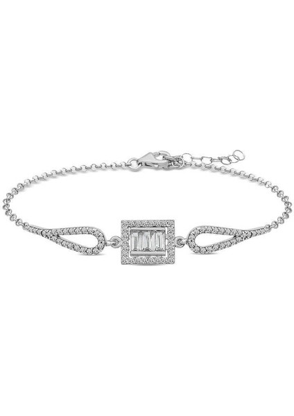 Gümüş Baget Taşlı Bileklik