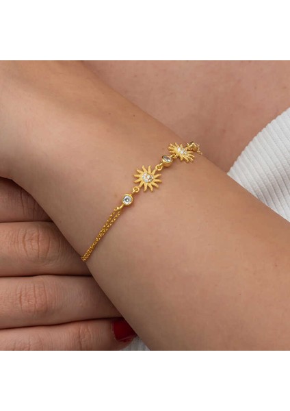 Gümüş Gold Güneş Kadın Bileklik