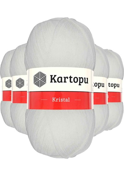 5 Adet Kristal Çift Katlı El Örgü Lif Ipi Beyaz K010