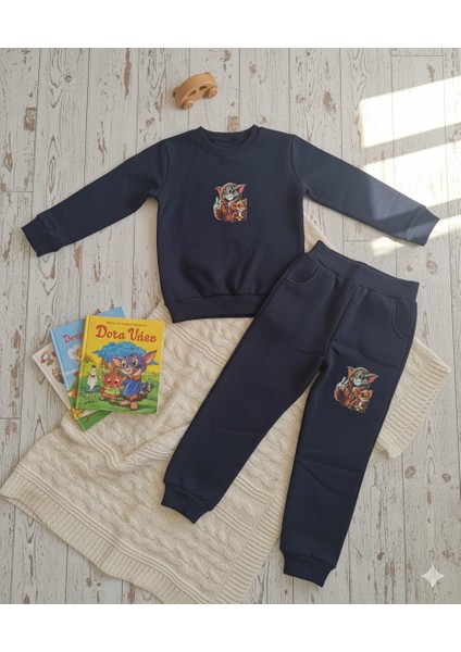 8-9 Yaş Baskılı Erkek Çocuklar Için Penye Kumaş Pijama Takımı