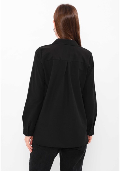 Kadın Cep Detaylı Uzun Kollu Basic Gömlek fırsatları