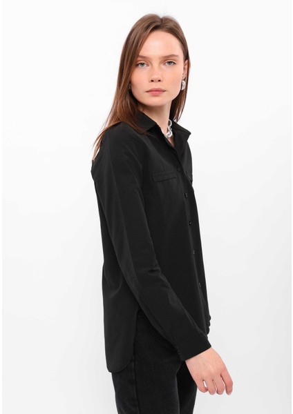 Kadın Cep Detaylı Uzun Kollu Basic Gömlek indirimleri