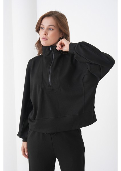 Kadın Oversize Fermuarlı Kapüşonlu Sweatshirt Geniş Paça Tesettüre Uygun Spor Şık Eşofman Takımı modelleri