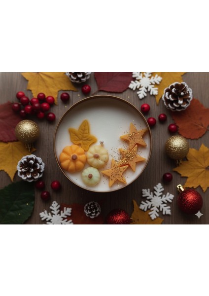 El Yapımı Sonbahar & Yılbaşı Temalı Kokulu Mum Balkabağı ve Yıldız Figürlü Dekoratif Mum Ev Dekoru fiyatları