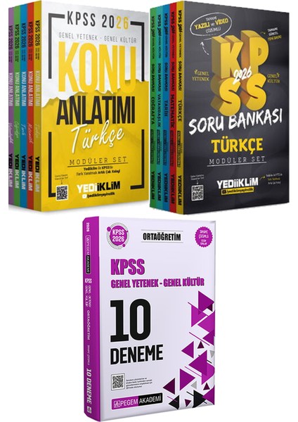 Kpss 2026 Genel Kültür Genel Yetenek Konu ve Soru Modüler Set - 2026 Kpss Ortaöğretim Çözümlü 10 Deneme