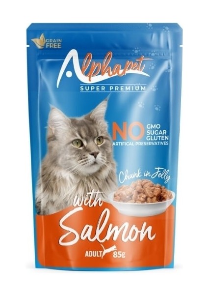 Jöle Içinde Parça Somonlu Pouch Yetişkin Konserve Kedi Maması