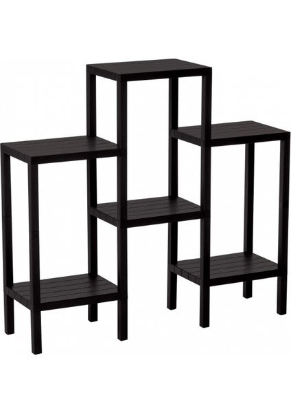 6 Raflı - Siyah Modüler Ünite Plastik 108X100X29 cm (K95)