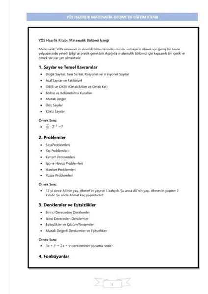 Yös Hazırlık Eğitim Seti (2 Kitap) modelleri