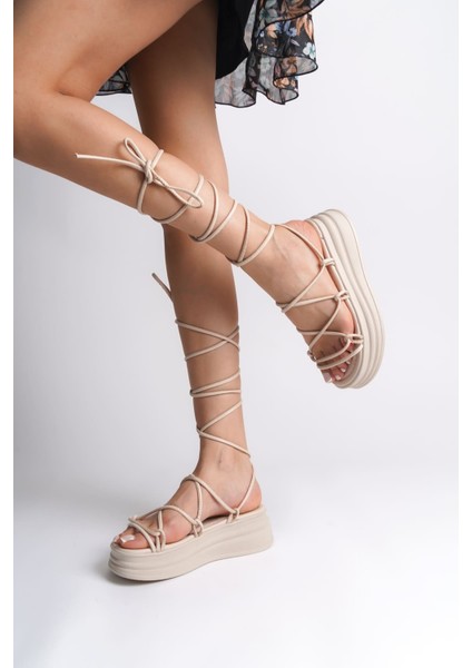 Samantha Bilekten Bağlamalı Ortopedik Taban Kadın Terlik Ckt - Krem fiyatları