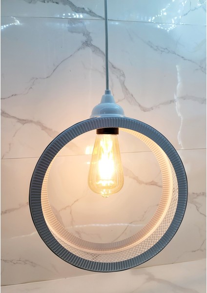 Beyaz Endüstriyel Metal Hasır Tel Dairesel Model Hol Mutfak Tekli Sarkıt Avize Aydınlatma fırsatları