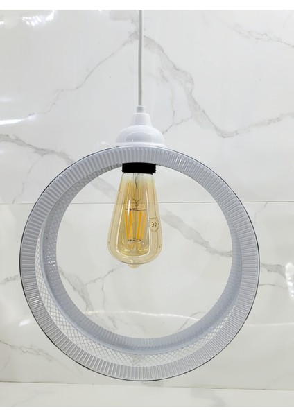 Beyaz Endüstriyel Metal Hasır Tel Dairesel Model Hol Mutfak Tekli Sarkıt Avize Aydınlatma indirimleri