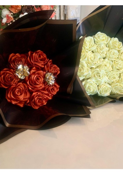 7 Li Turuncu Renk Sonsuzluk Söz, Nişan Solmayan Gül Buketi