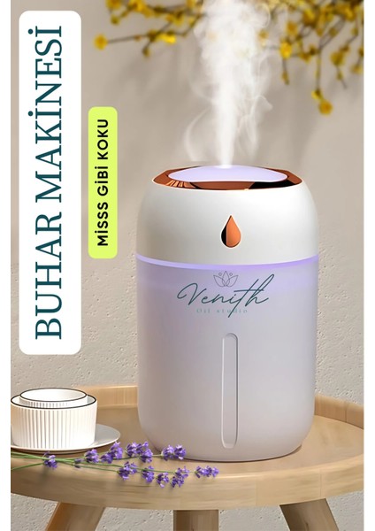 Aromaterapi Buhar Makinesi 300 ml Ultrasonik Hava Nemlendirici ve Aroma Difüzörü Type C Girişli