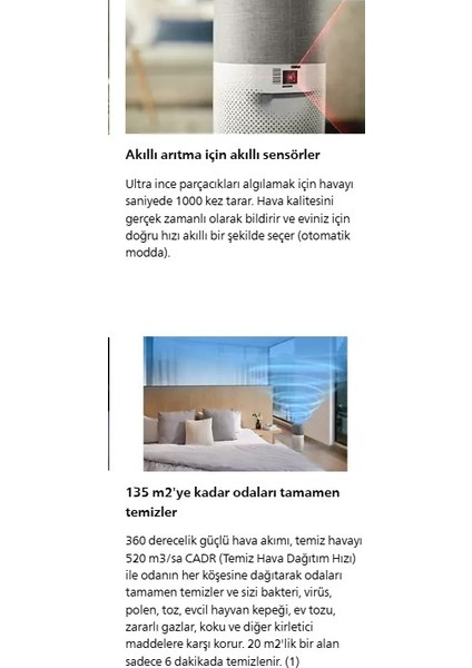 Evcil Hayvan Tüyü, Toz, Virüs ve Kötü Koku Yok Eder 3000 Serisi Hava Temizleme Cihazı, Hepa Filtre , 520 M³/SA,135 M²'ye Kadar modelleri