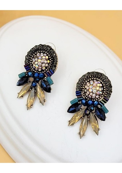 Işıltılı Lacivert Rapsodi Küpe