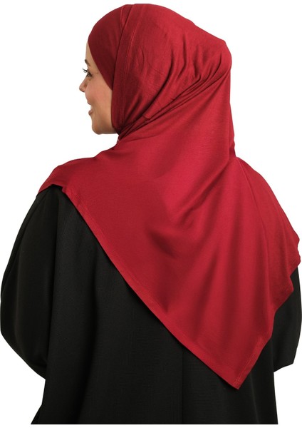 Bordo Pratik Hazır Geçmeli Tesettür Eşarp Viskon Boneli Büyük Boy 1290BV_16 fırsatları