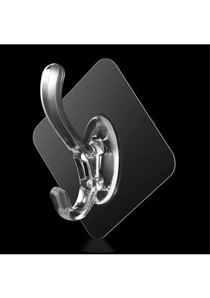 5 Adet - Tekli Kendinden Yapışkanlı Şeffaf Askılık - Güçlü Silikon Yapışkanlı - Kapı Arkası, Mutfak, Banyo Duvar