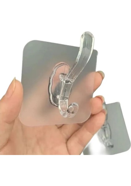 5 Adet - Tekli Kendinden Yapışkanlı Şeffaf Askılık - Güçlü Silikon Yapışkanlı - Kapı Arkası, Mutfak, Banyo Duvar modelleri