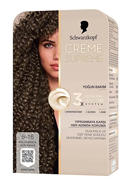 2 Adet Creme Supreme Saç Boyası 6-16 Küllü Soğuk Açık Kahve