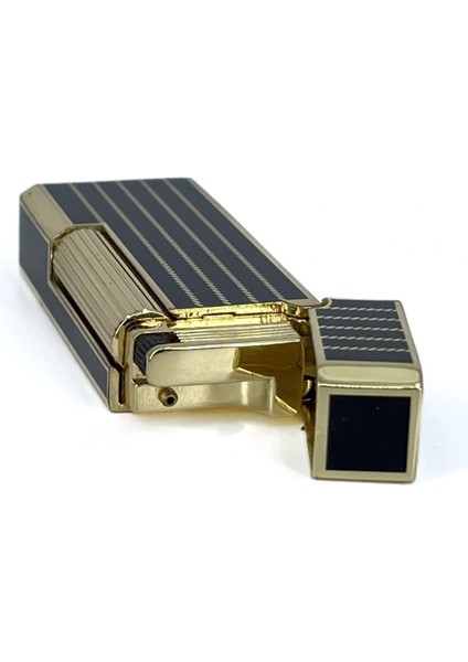 Altın Renk Şeritli Soft Flame Çakmak - Siyah fırsatları