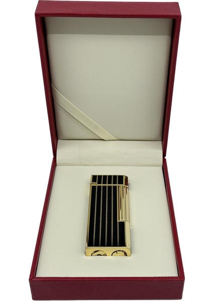 Altın Renk Şeritli Soft Flame Çakmak - Siyah indirimleri