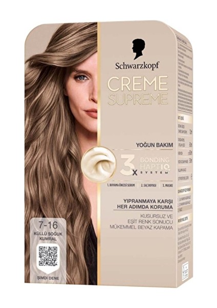 3 Adet Creme Supreme Saç Boyası 7-16 Küllü Soğuk Kumral