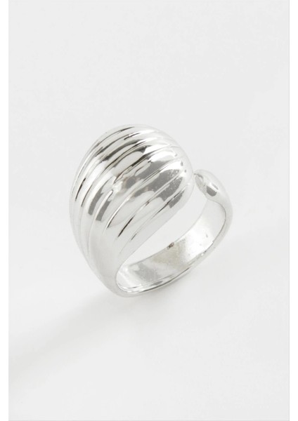 Çizgili Su Damlası Metal Yüzük