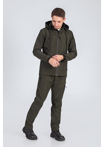Suya Dayanıklı Slim Fit Softshell Kapüşonlu Erkek Mont