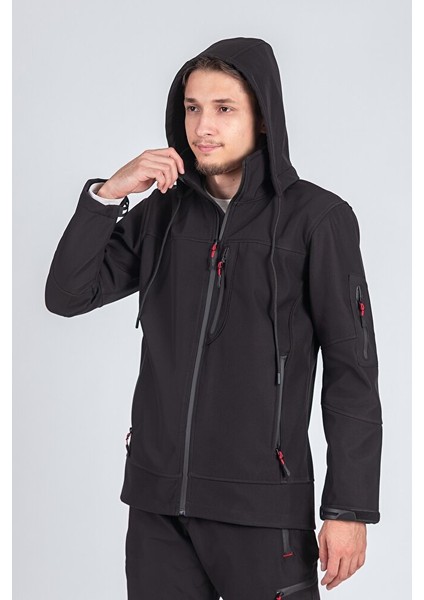 Suya Dayanıklı Slim Fit Softshell Kapüşonlu Erkek Mont
