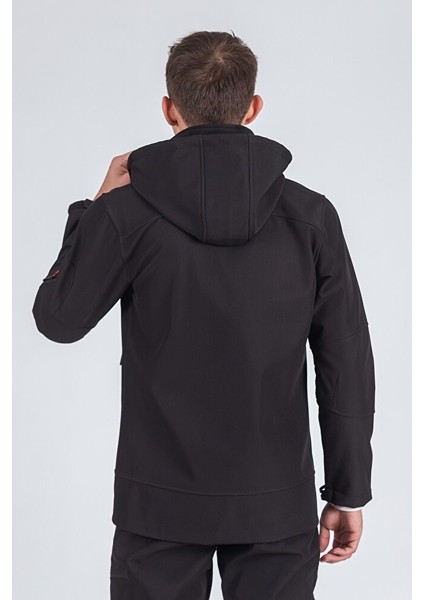 Suya Dayanıklı Slim Fit Softshell Kapüşonlu Erkek Mont