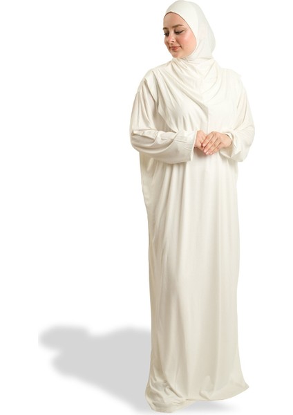 Krem Tek Parça Namaz Elbisesi Viskon Düz 2503_40 fiyatları