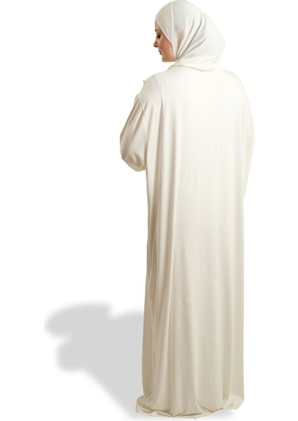 Krem Tek Parça Namaz Elbisesi Viskon Düz 2503_40 indirimleri