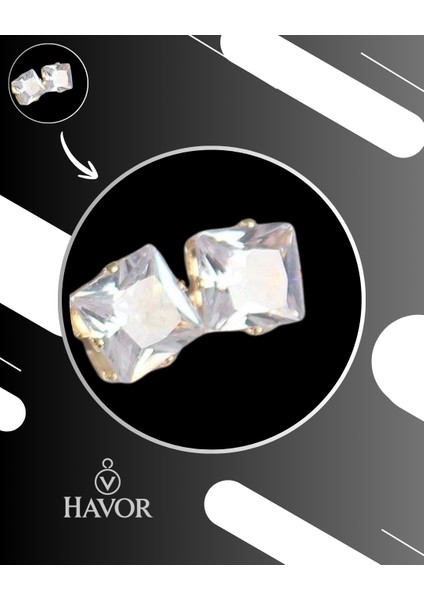 Gümüş Renk Kare Zirkon Taşlı Kadın Küpe Seti - 316L Çelik, Zarif ve Şık Tasarım fırsatları