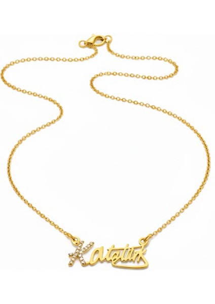 Atatürk Imzası Kolye Zirkon Taşlı Paslanmaz Çelik Kadın Kolyesi fiyatları