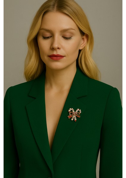 Yeni Yıl Kurdele Broşu Kırmızı ve Yeşil Renkler Hakim fiyatları