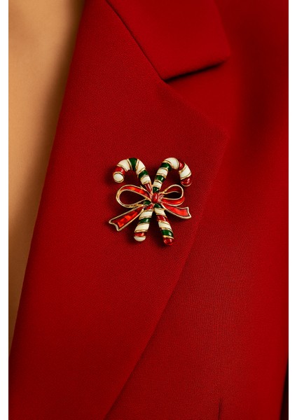 Yeni Yıl Kurdele Broşu Kırmızı ve Yeşil Renkler Hakim indirimleri