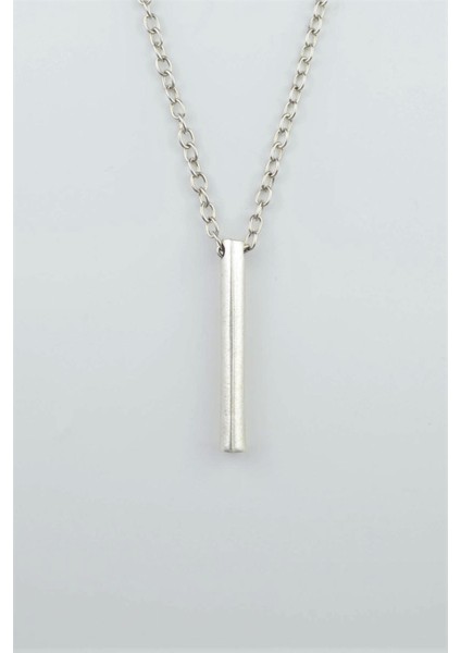 Silindir Çubuk Gümüş Kaplama Düz Zincir Kolye