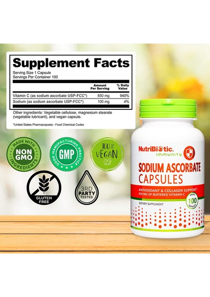 Immunity Sodium Ascorbate Sodyum Askorbat Premium C Vitamini 100 Vegan Caps indirimleri