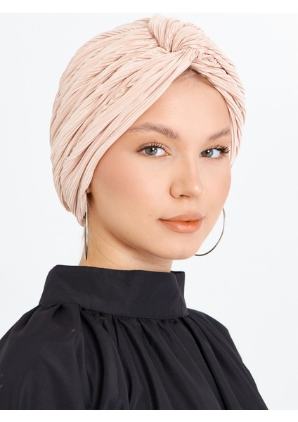 Pudra Çapraz Büzgülü Tesettür Bone Fukuro Piliseli 2512_06