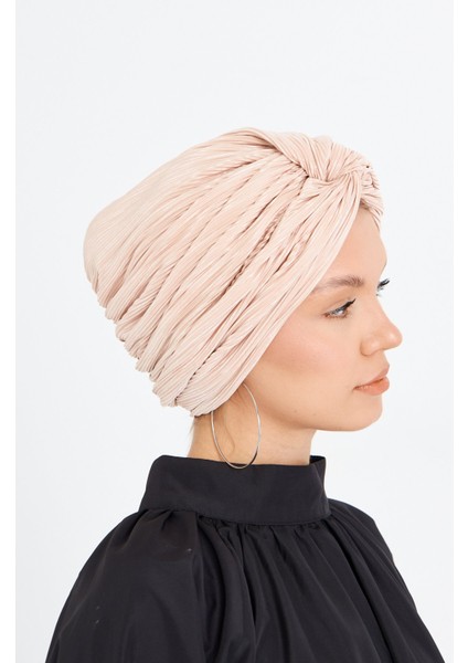 Pudra Çapraz Büzgülü Tesettür Bone Fukuro Piliseli 2512_06 modelleri