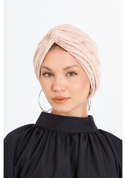 Pudra Çapraz Büzgülü Tesettür Bone Fukuro Piliseli 2512_06