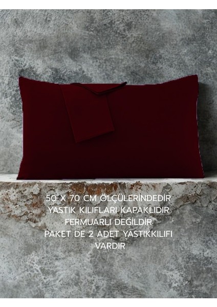 Pamuklu Düz Kumaştan Kapaklı Yastık Kılıfı 2 Adet